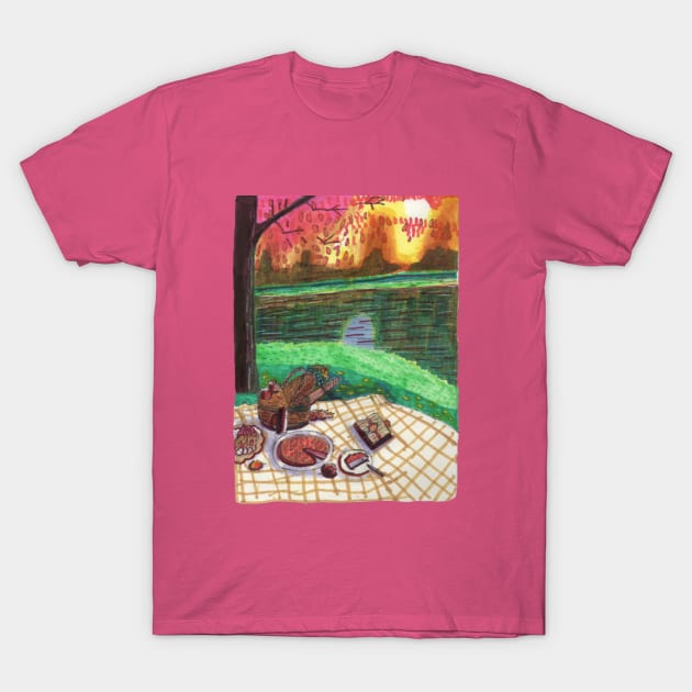 Picnic by the River T-Shirt by Mila-Ola_Art